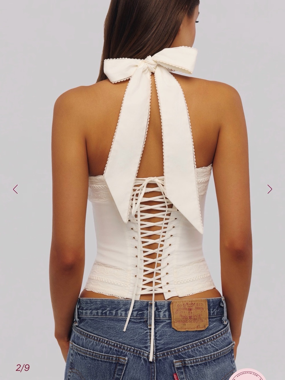 House of CB Ivory Lace-Trim Halter Camisole - Picture 2 of 2